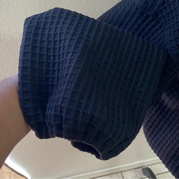 Max Studio Sweater Women’s Size Medium Black Cowl Neck Pullover waffle knit - Picture 3 of 15